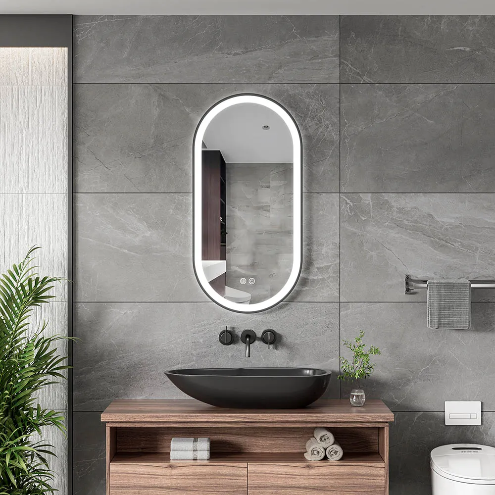 Oglinda pentru baie LED 2700/4000/6000K (dreptunghiulara cu janta) 50 x 100 cm IP44 UNIPLAST