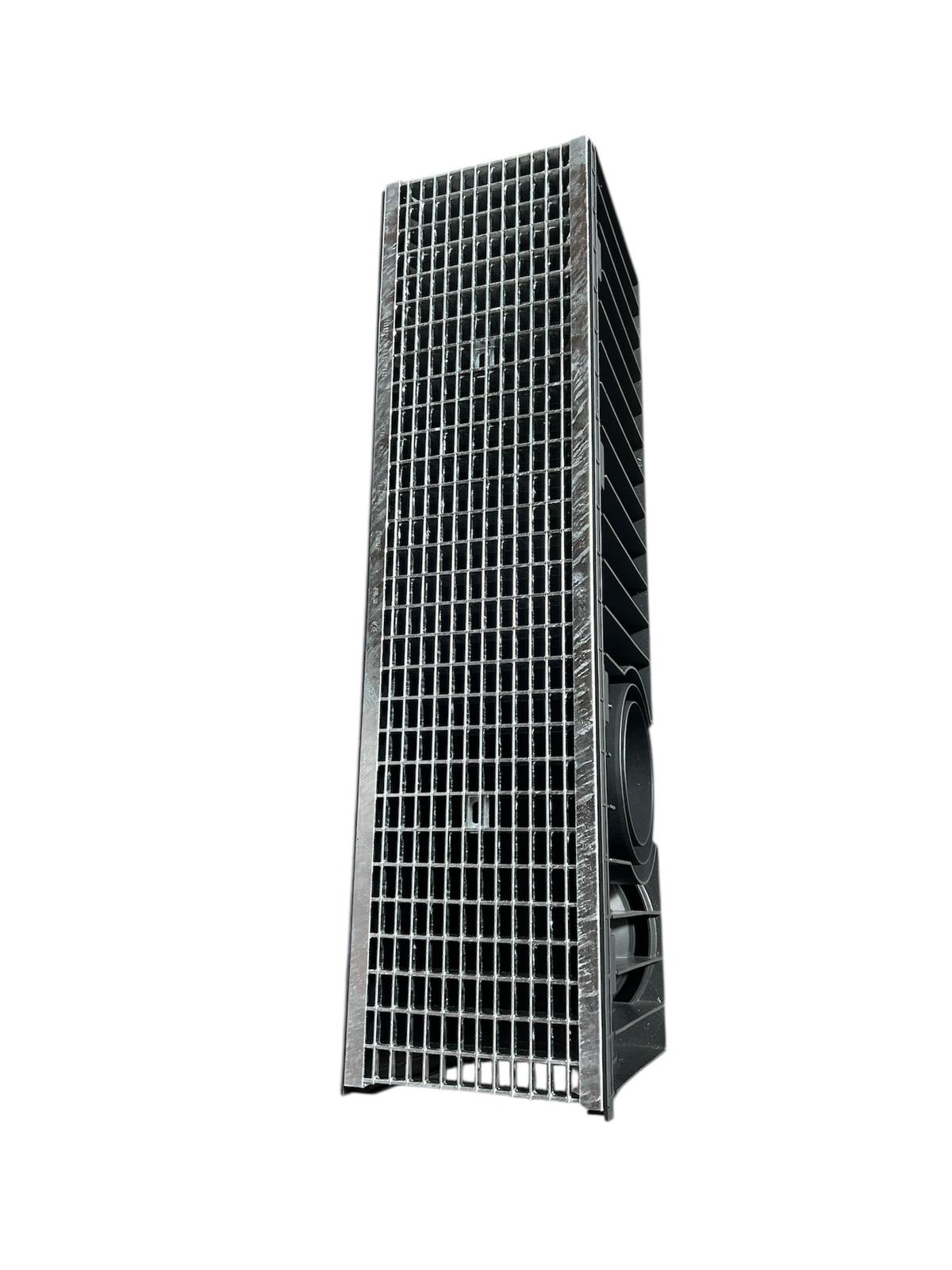 Решетка канализационная с лотком С250 (сталь) лоток ПЕ 1000x200x160 мм Heelsafe Mesh 33x15 VIP  MUFLESYSTEM