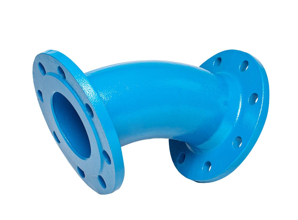 Cot fonta cu flanse D. 80 x 90° PN10/16 (L=165 mm) (8 gauri)  BLUCAST