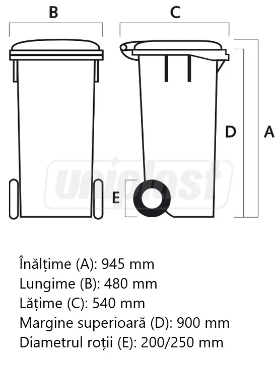 Бак мусорный  120 л на колесах (желтый) HE