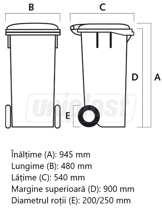 Cos pentru transportarea deseurilor  120 L pe roti (albastru) HE
