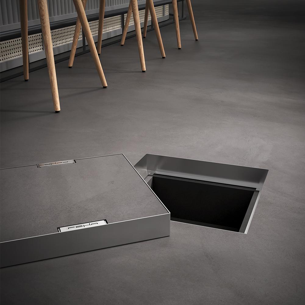 Capac pentru camin de vizitare inox patrat 800x800x25 mm A15 (invizibil)