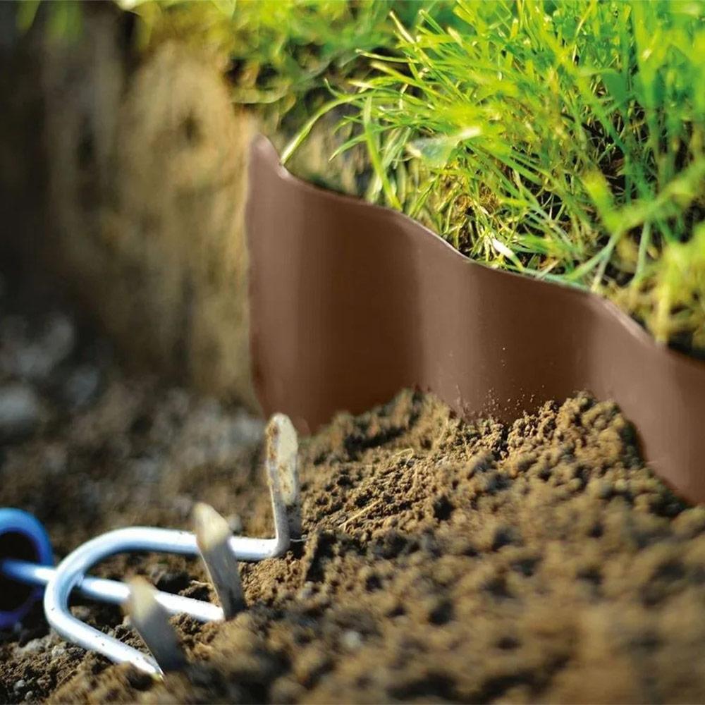 Бордюр садовый газонный 10 см x 9 м рефленый (коричневый)  CELLFAST