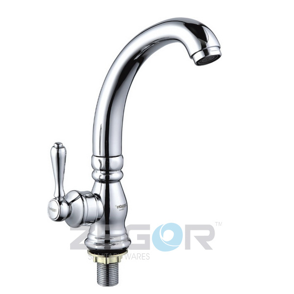 Смеситель для кухни однорукий TLK A119 (DML14) на гайке, букса  ZEGOR