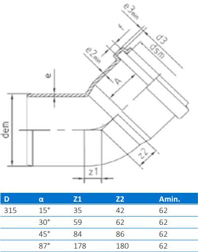 Cot PVC D.315 / 30°  BTN