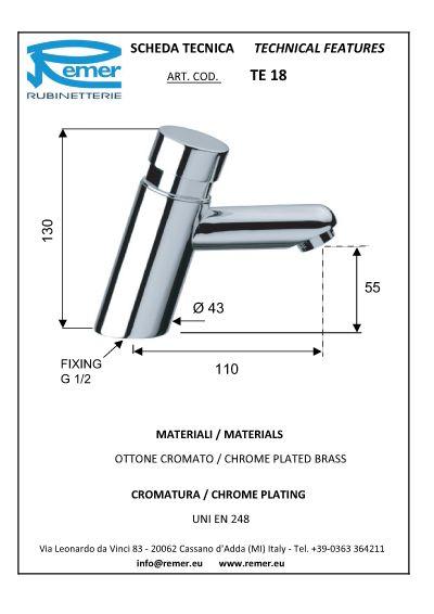 Baterie lavoar cu timer/temporizator TE18  REMER
