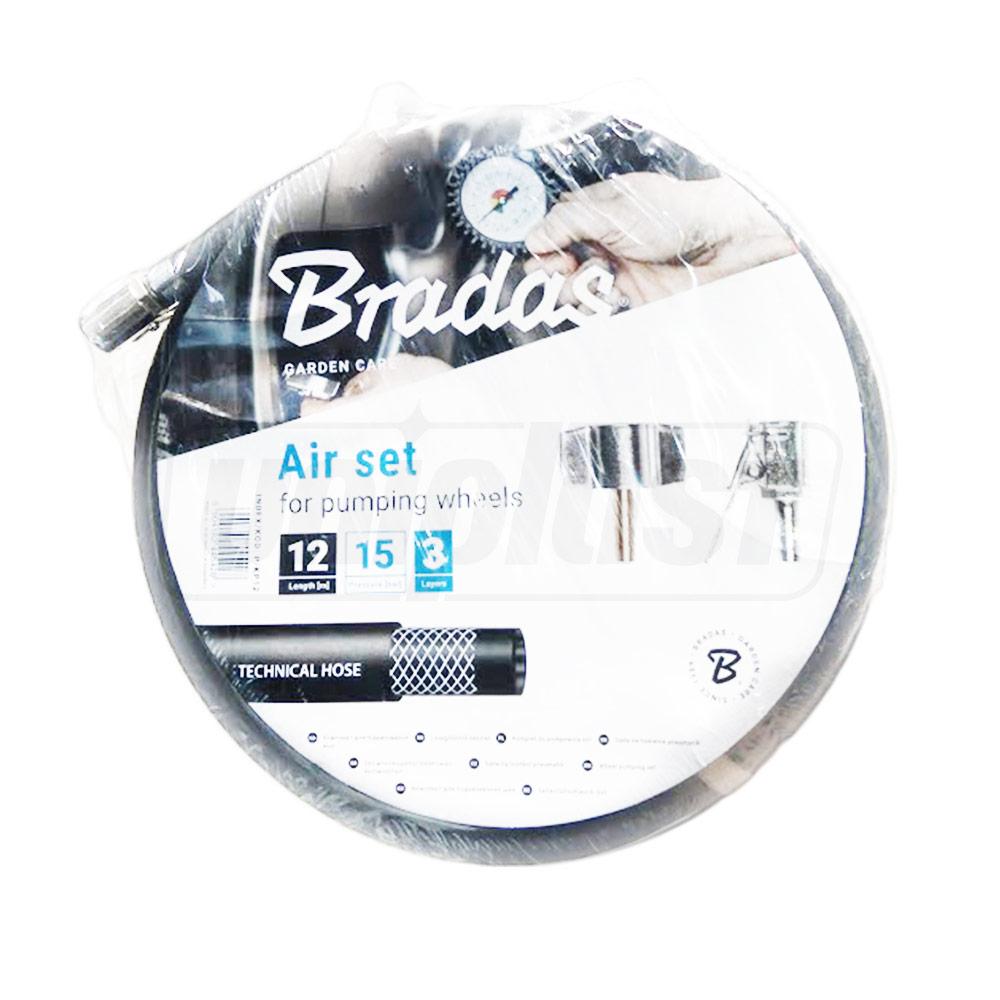 Шланг резиновый для подкачки шин с быстросъемом L=12 м, PN15 (комплект) P/KP12  BRADAS
