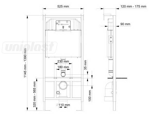 Инсталляция для подвесных унитазов 3/6 l SLIM 80 без кнопки (A112-001)  VISAM