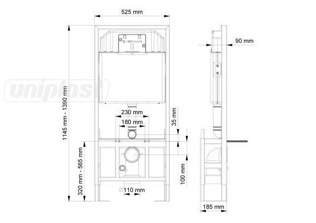 Rezervor incastrat pentru vas WC suspendat 3/6 l (Free Standing) SLIM 80 fara buton (A112-002)  VISAM