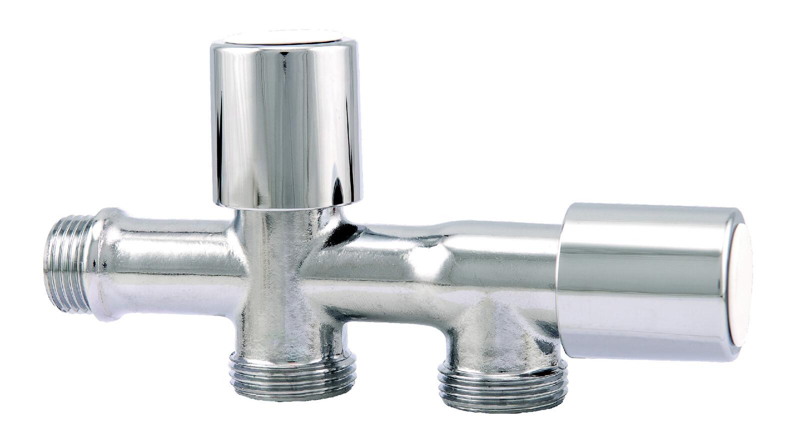 Robinet coltar cu ventil 2 cai D. 1/2" x 3/4" x 3/4" FE PN16 alama nichelata 240U  ITAP