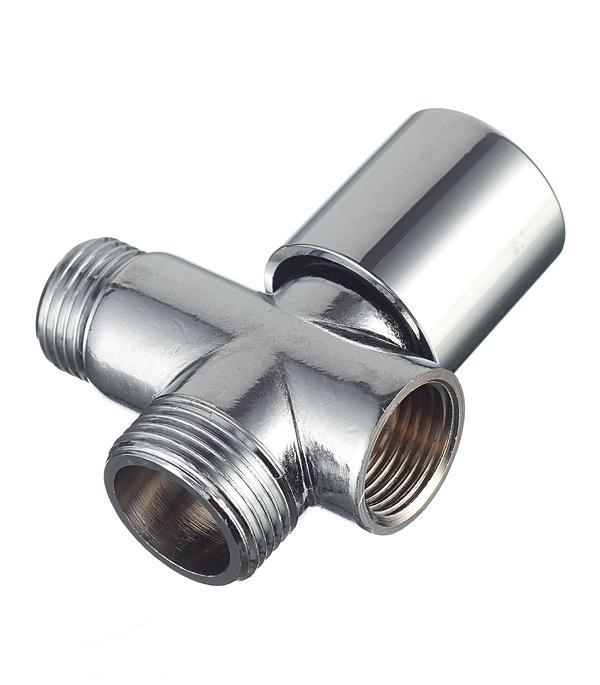 Robinet coltar cu ventil 3 cai D. 1/2" FE x 3/4" FE x 1/2" FI PN16 alama nichelata, pentru masina de spalat ITAP