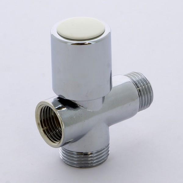 Robinet coltar cu ventil 3 cai D. 1/2" FE x 3/4" FE x 1/2" FI PN16 alama nichelata, pentru masina de spalat ITAP