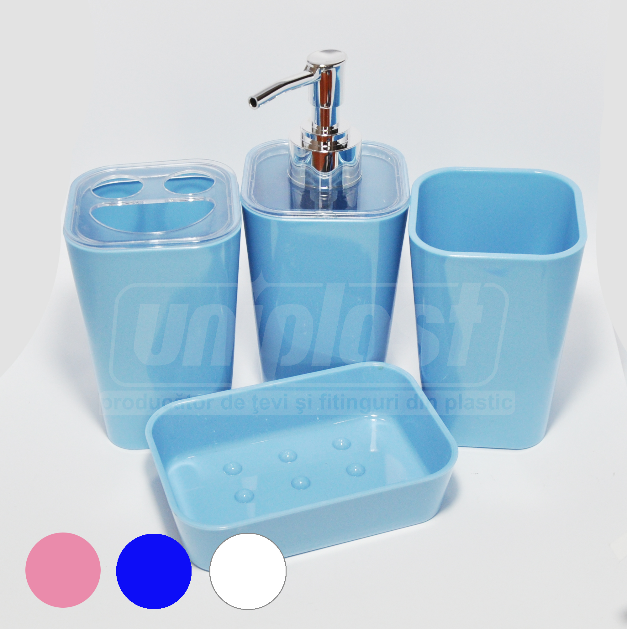 Set baie 4 piese, plastic, in asortiment (patrat) (10234)