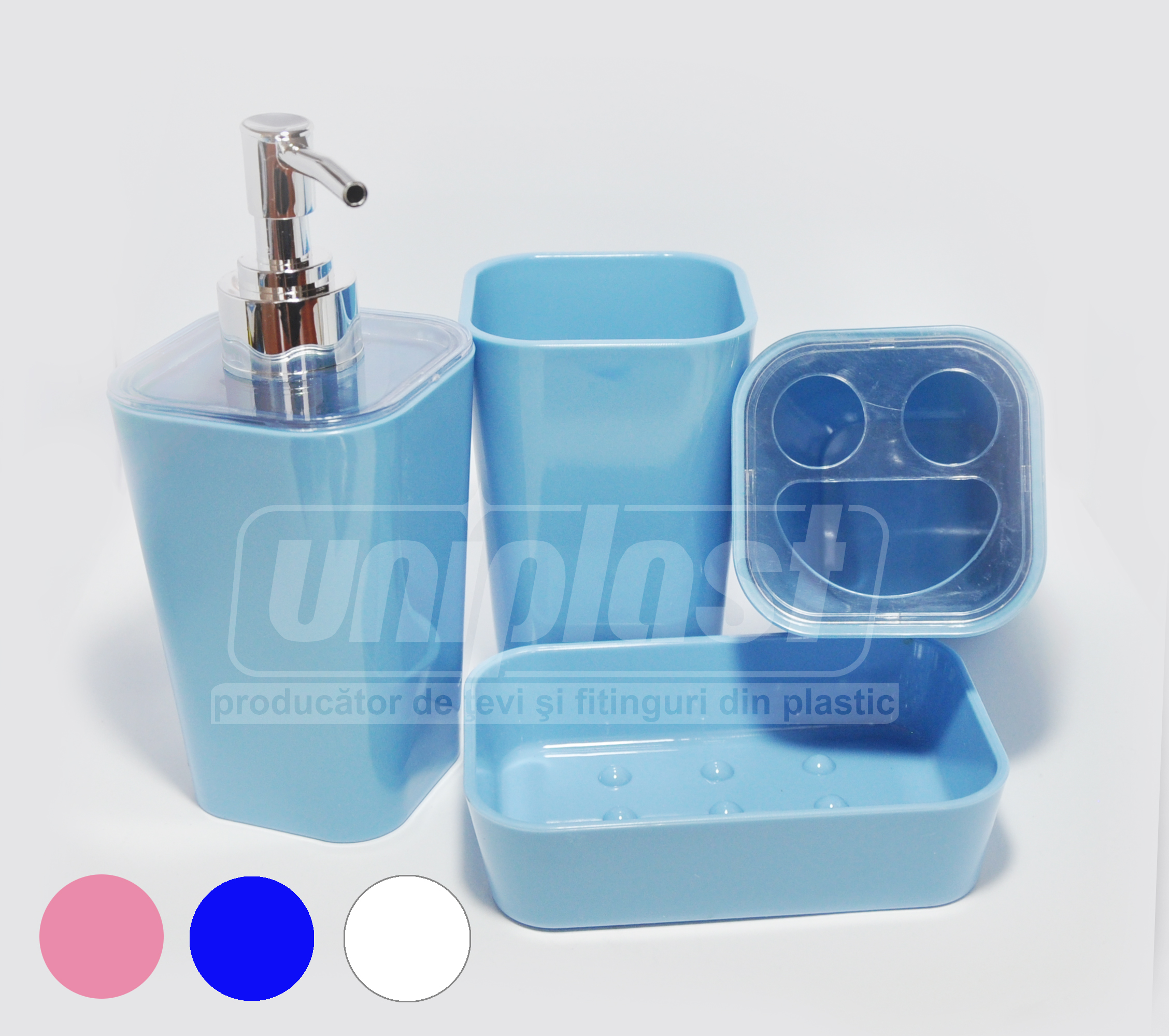 Set baie 4 piese, plastic, in asortiment (patrat) (10234)