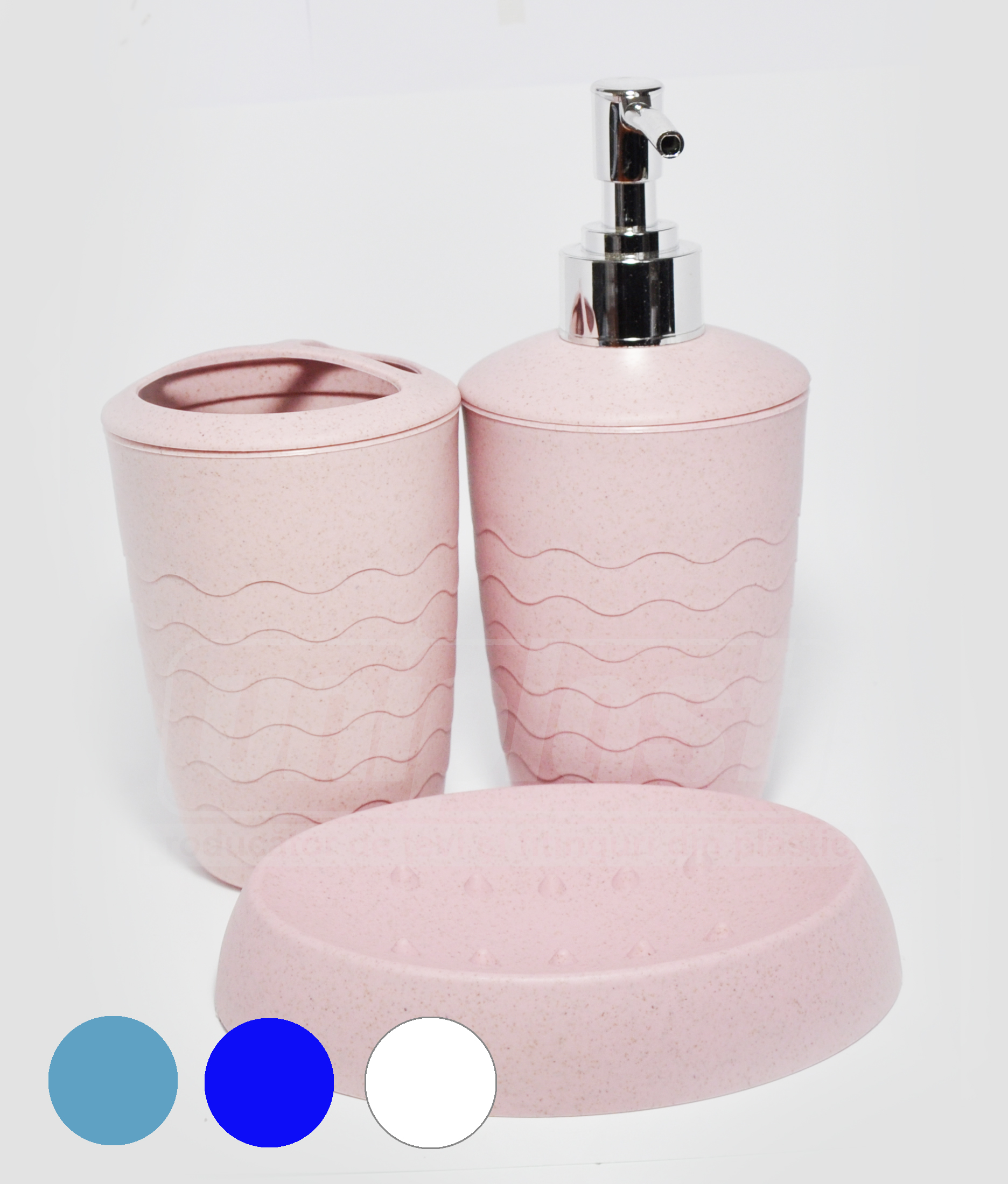 Набор из трех аксессуаров для ванной, пластик матовый, в ассортименте (10230)