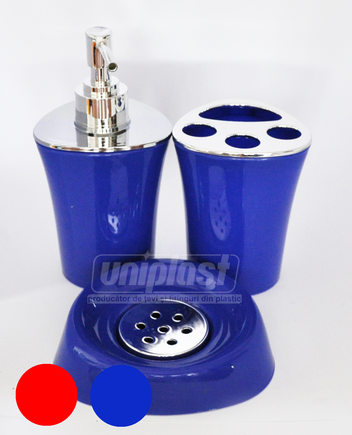 Набор из трех аксессуаров для ванной, пластик глянцевый, в ассортименте (треугольный) (10232)