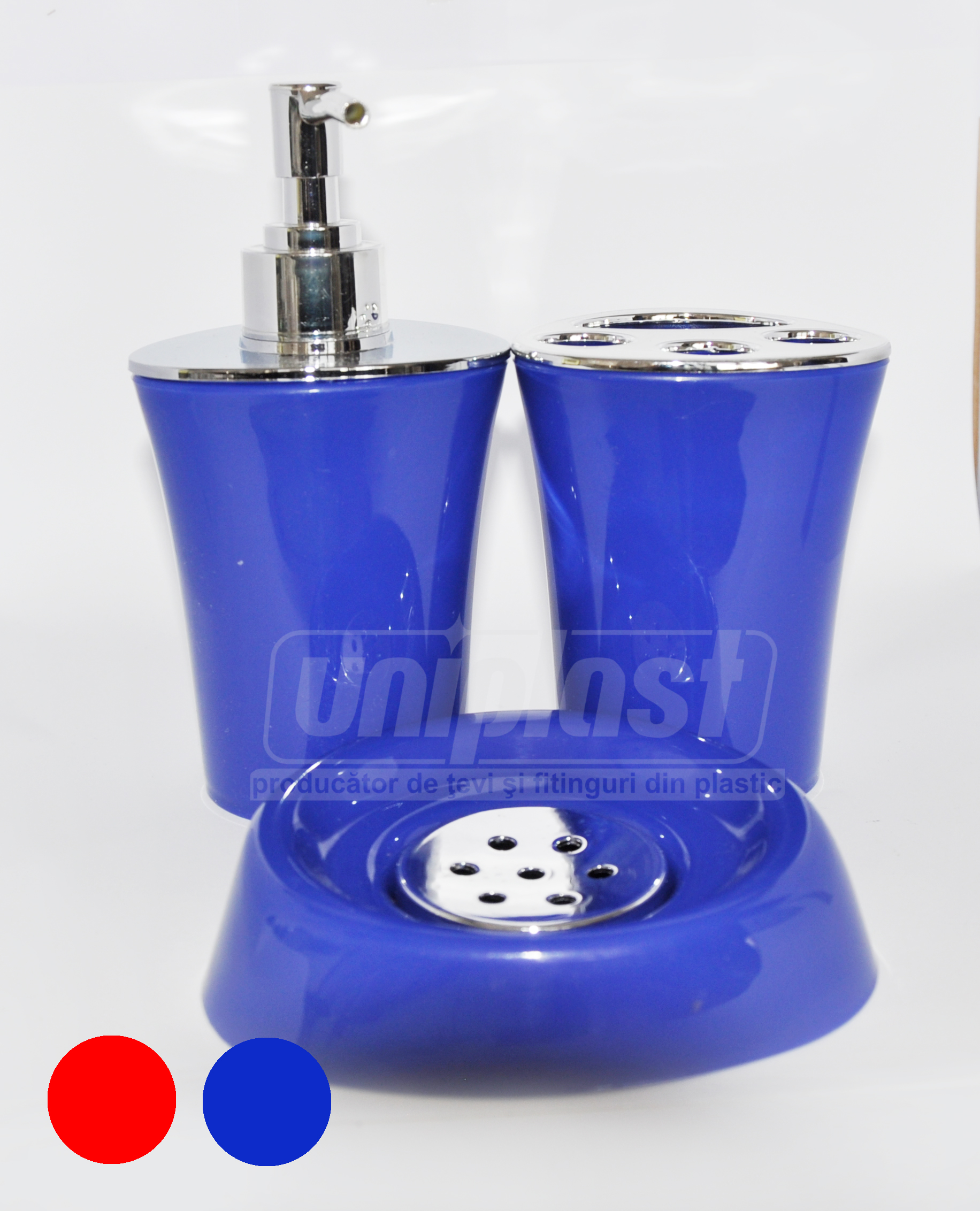 Набор из трех аксессуаров для ванной, пластик глянцевый, в ассортименте (треугольный) (10232)