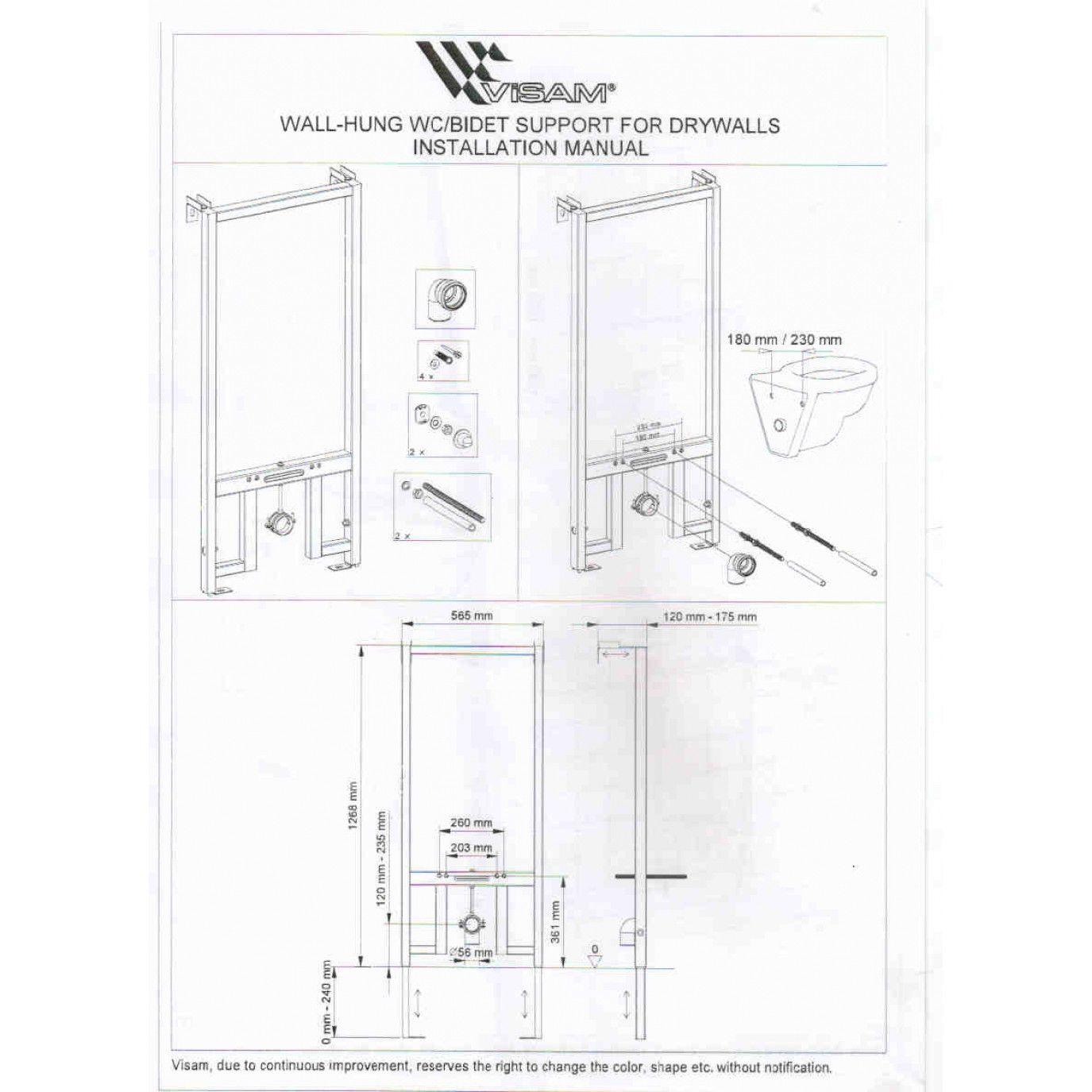 Cadru metalic pentru bideu QUICK / EASY INSTALLATION fara buton (893-002)  VISAM