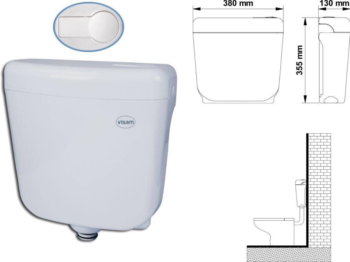 Rezervor WC BETA (buton plastic) cu alimentare laterala 6 L  VISAM