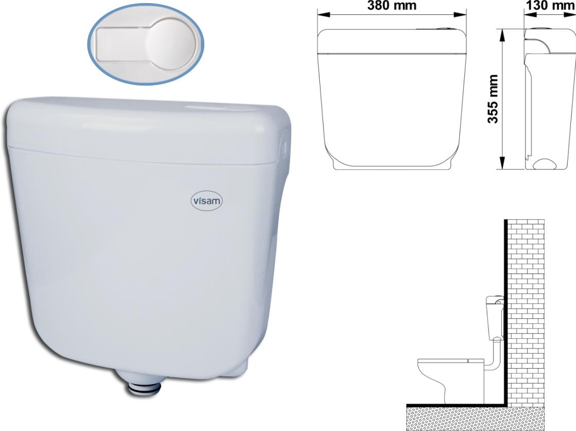 Rezervor WC ALFA (buton plastic) сu alimentare inferioara 6 L  VISAM