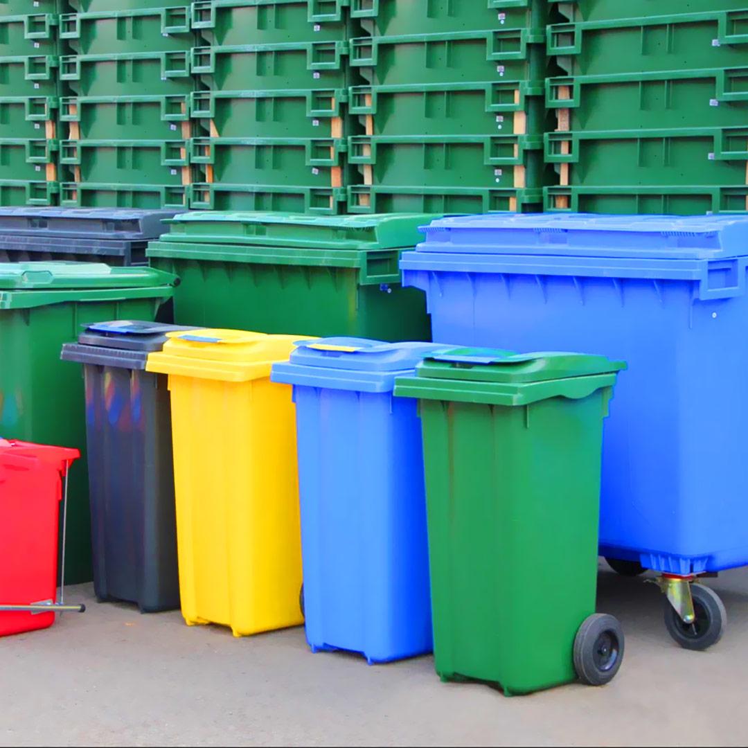 Бак мусорный  120 л на колесах (оранжевый) UNI