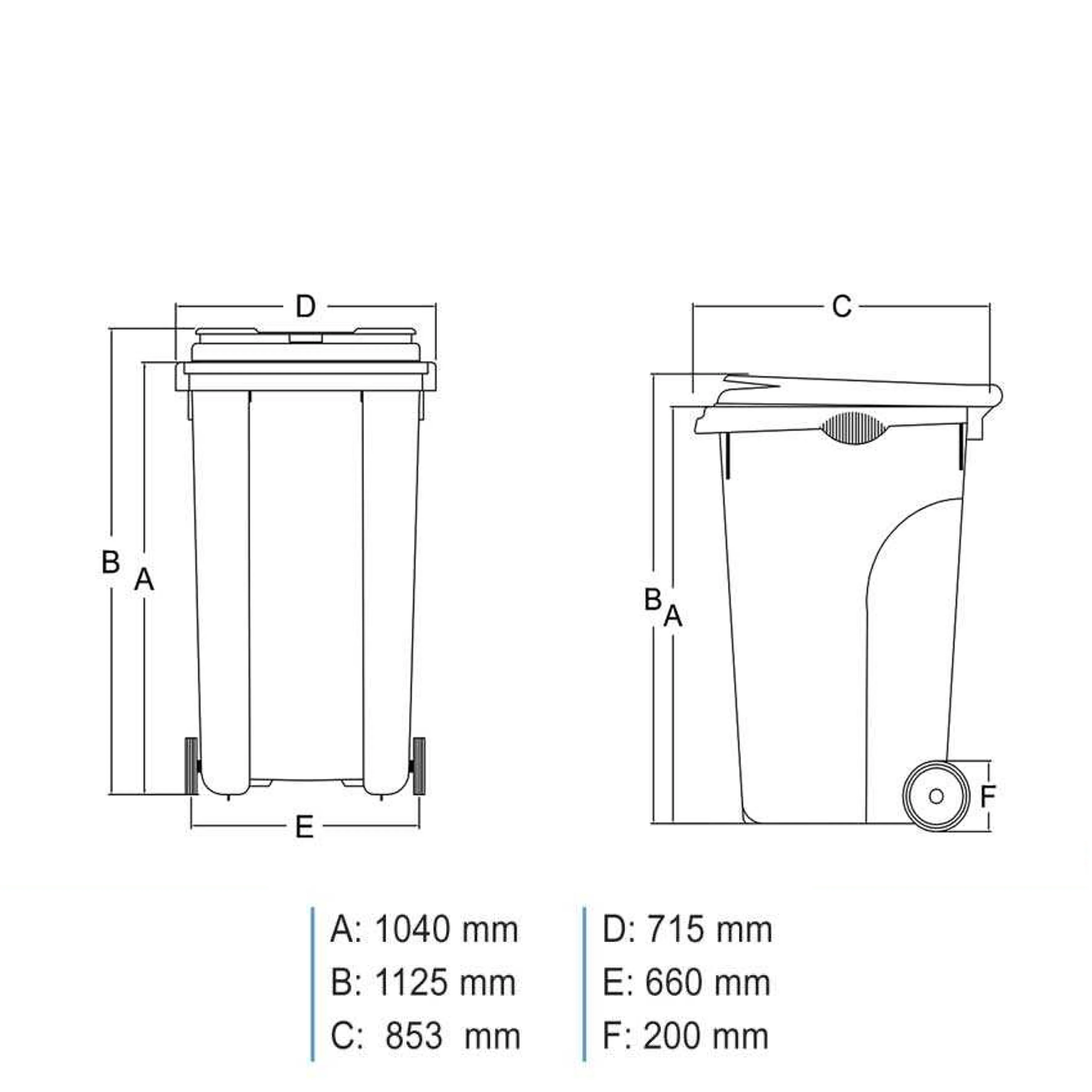Cos pentru transportarea deseurilor  360 L pe roti (negru) UNI
