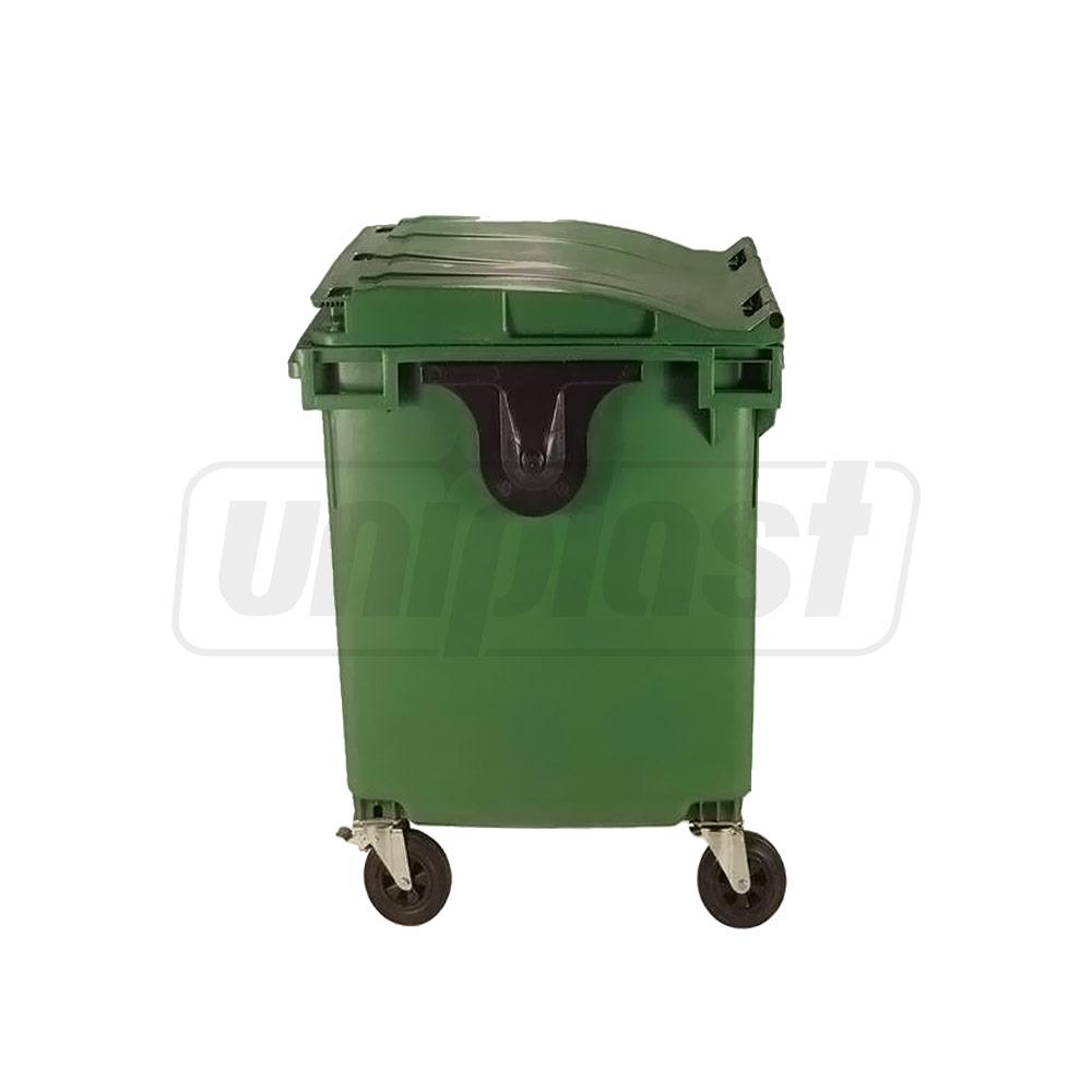 Cos pentru transportarea deseurilor 1100 L din plastic pe roti (verde) UNI