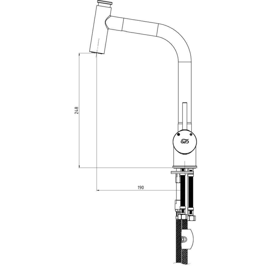Baterie bucatarie cu dus ESPINA MES 71 GPD