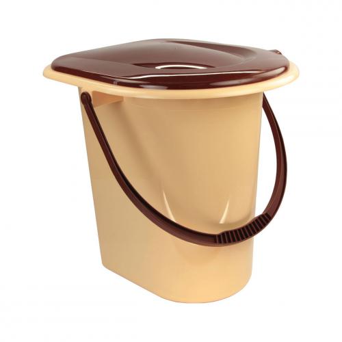 Ведро WC 18 л, пластиковое (бежевое) с крышкой (коричневой) TO (011)