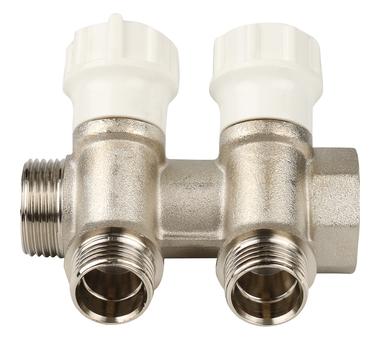 Коллектор D.  3/4" М/П x 1/2" П 2 выхода (с вентилями) PN10 465  ITAP