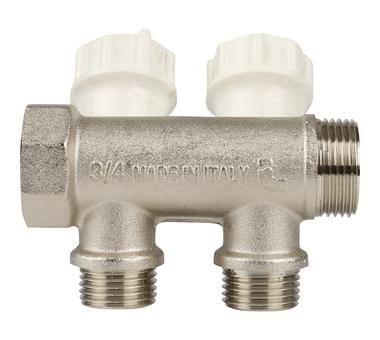 Коллектор D.  3/4" М/П x 1/2" П 2 выхода (с вентилями) PN10 465  ITAP