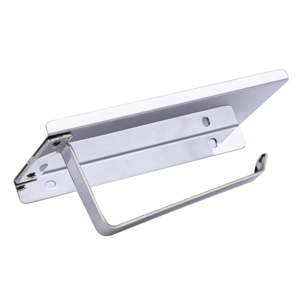 Suport hartie igienica cu raft depozitare telefon sau alte accesorii (inox)