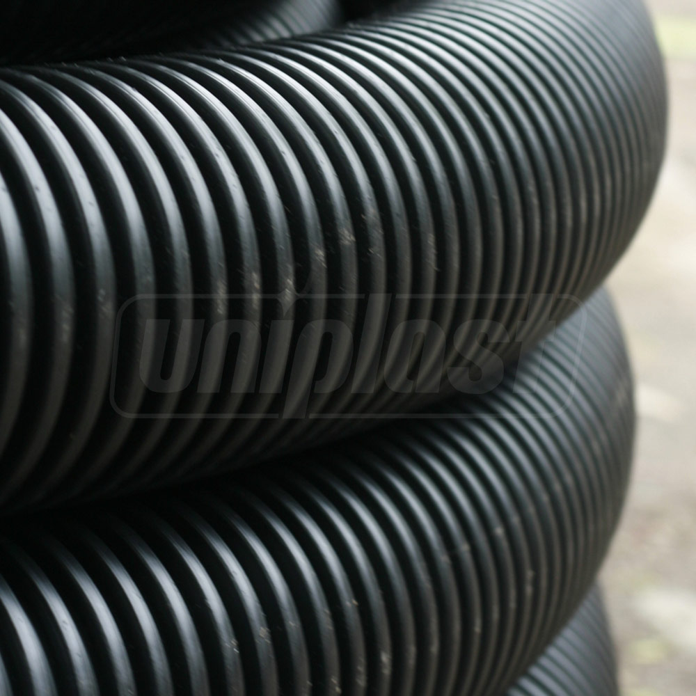 Труба D.110 (92.7 мм) для кабеля HDPE 450 N/m ELCOR, гофрированная, двухслойная (черная)
