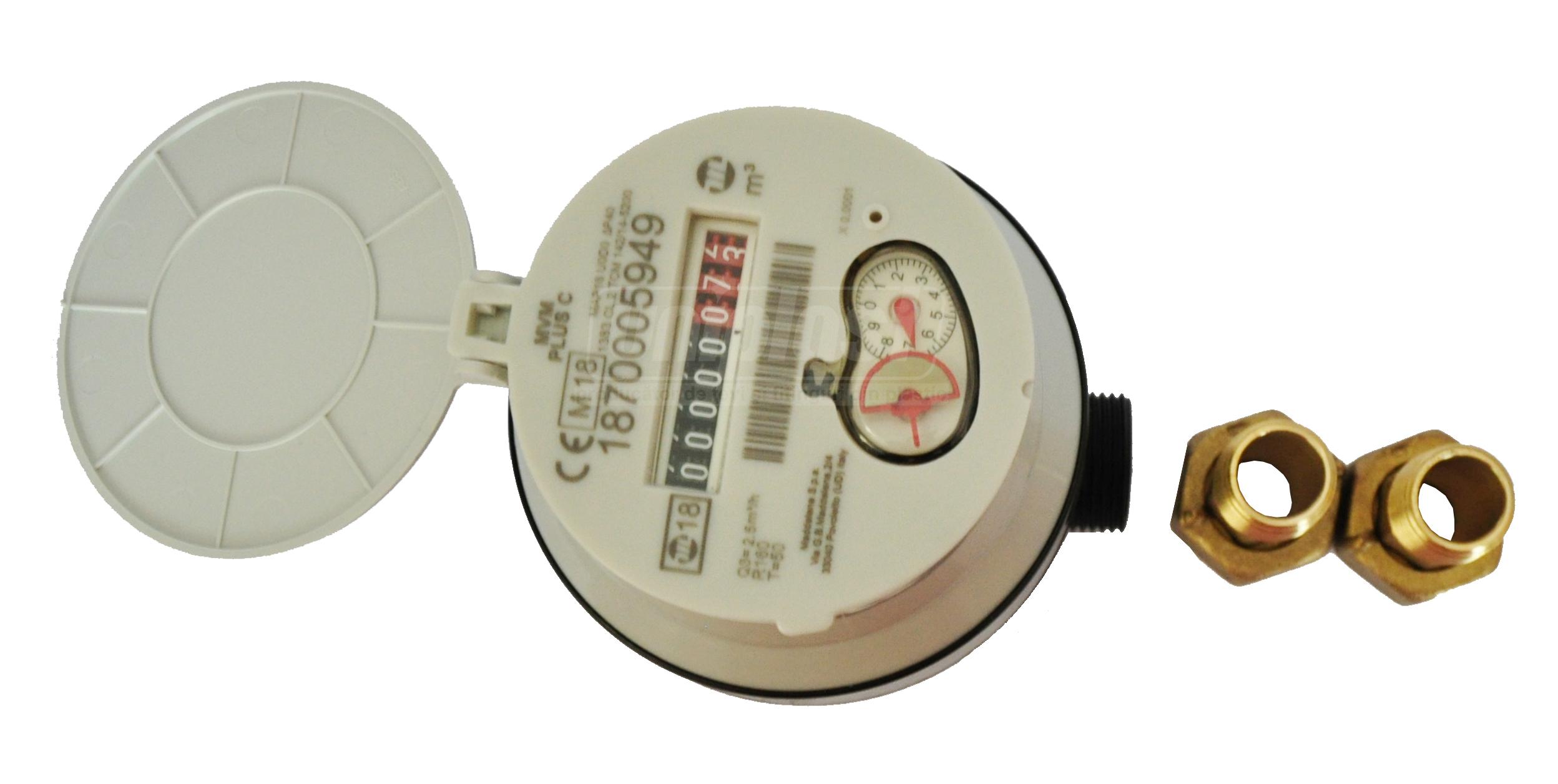 Водомер D. 15 MVM Volumetric R-160 Q=2.5 м³/ч PN16 (пластиковый) SM SR EN 14154:2010 (горизонтальный/вертикальный)