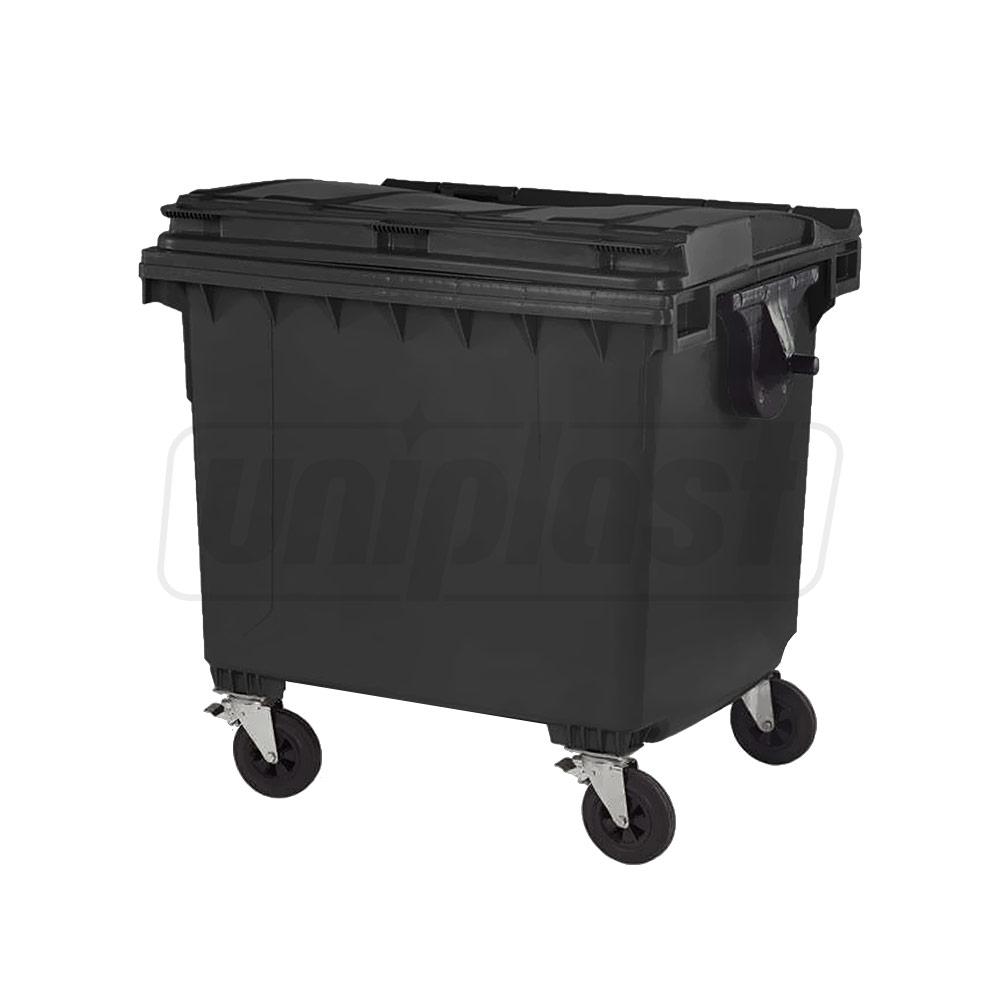 Cos pentru transportarea deseurilor 1100 L din plastic pe roti (negru) UNI