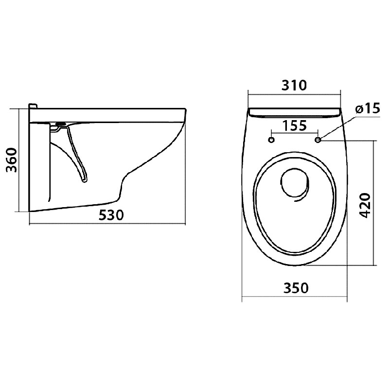Vas WC suspendat cu capac duroplast Boreal  SANTEK SK (RU)