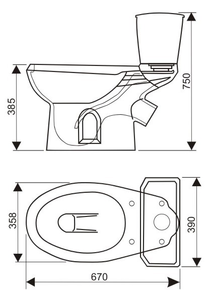 Compact cu alimentare laterala ELISSA alb Econom cat. C  OSKOLSKAIA KERAMIKA