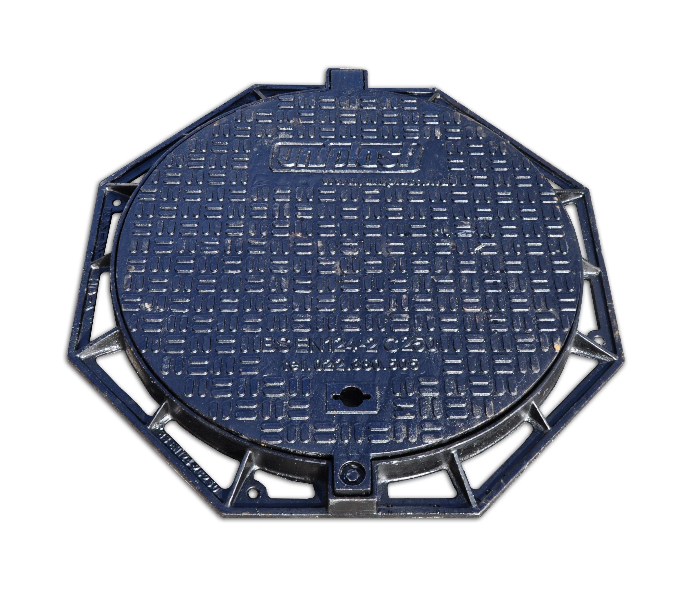 Люк чугунный D.600 EN-124 C250 38 кг с болтом RRC805 (634x805x50 мм)