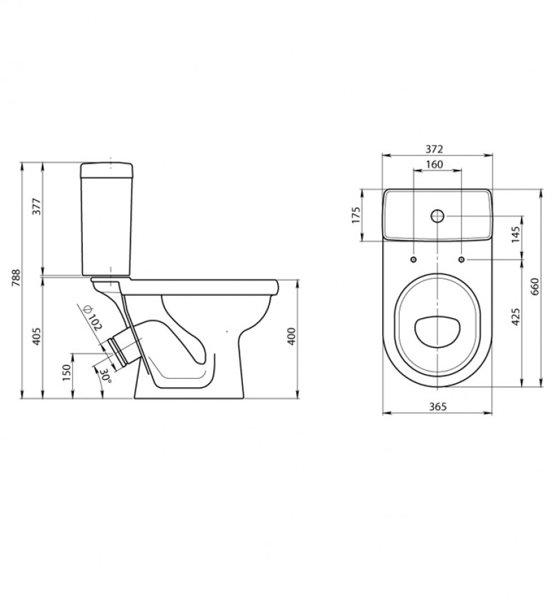 Компакт 3-6 л с нижней подводкой Vizit, с крышкой, выпуск косой  SANTERI SK (RU)