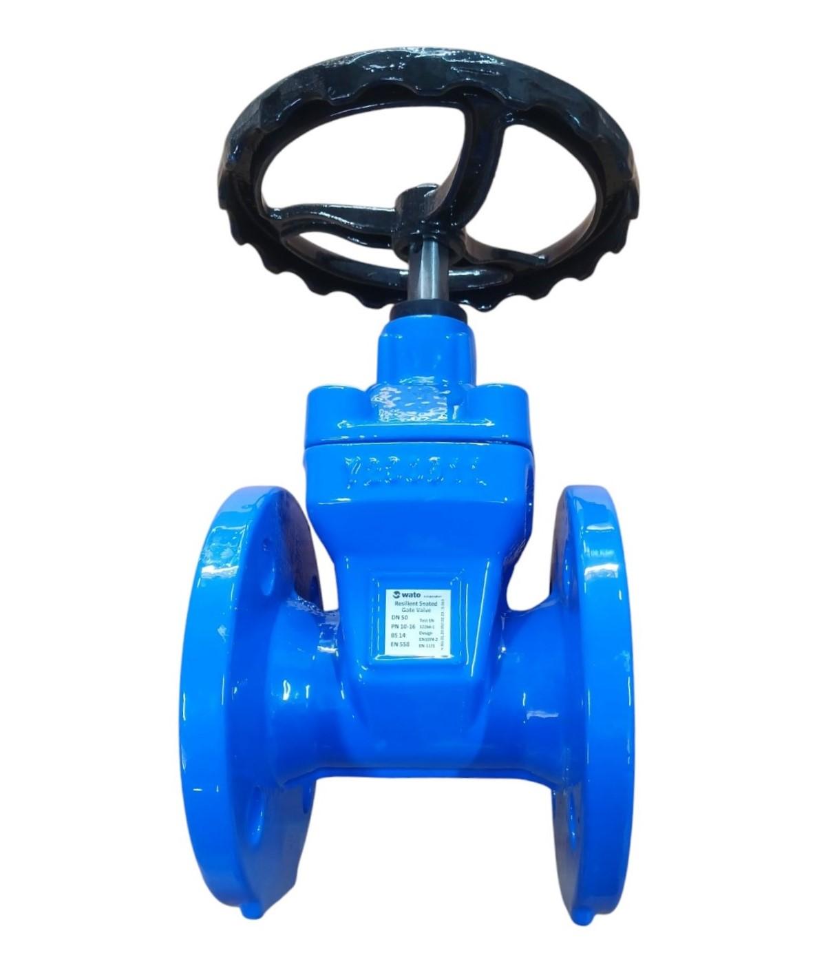 Задвижка чугунная D. 50 PN16 обрезиненный клин EN558 (Serie 14) (L=150 мм) (4 отверстия)  WATO