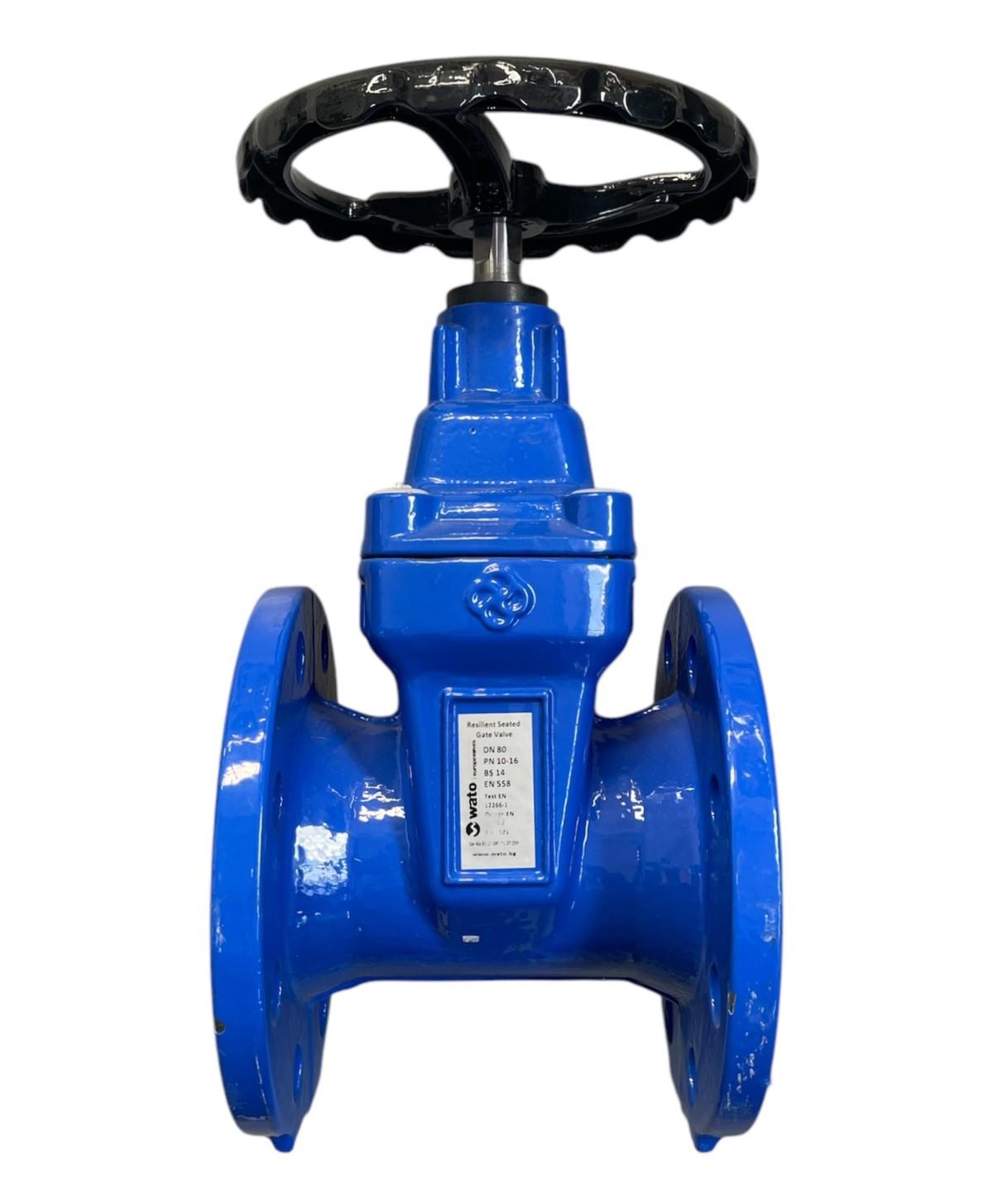 Задвижка чугунная D. 80 PN16 обрезиненный клин EN558 (Serie 14) (L=180 мм) (8 отверстий)  WATO