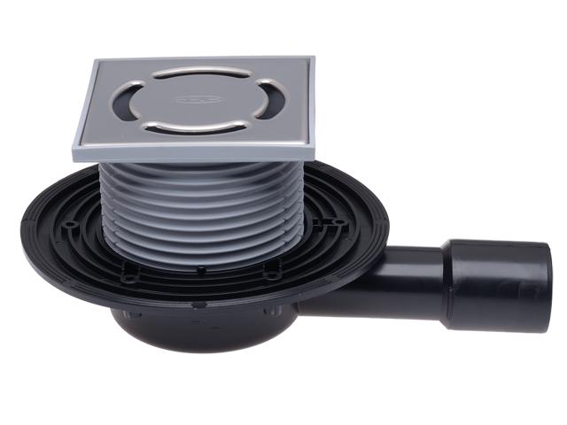 Трап ПП горизонтальный D. 40/50 для балкона/террасы (123 x 123 мм, решетка из нержавеющей стали) HL90.2 HL