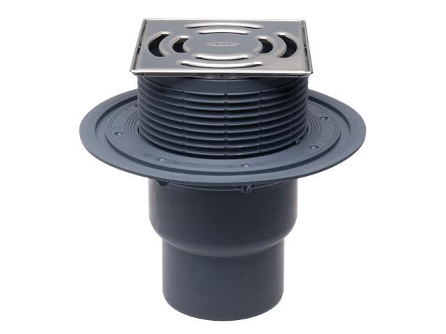 Sifon de pardoseala vertical PP D. 75/110 pentru balcon/terasa, cu grila inox (145 x 145 mm) HL3100T HL