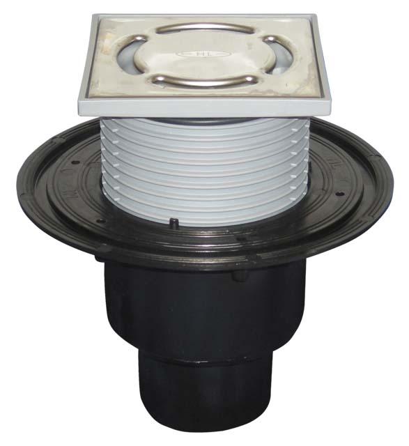 Sifon de pardoseala vertical PP D. 50/75/110 pentru balcon/terasa, cu grila inox (123 x 123 mm) HL310N.2  HL