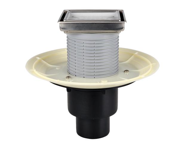 Трап внутренний вертикальный ПП HL310NPr-3020 (сухой) D. 50/75/110 (132 x 132 мм, решетка из нержавеющей стали) для керамической плитки  HL