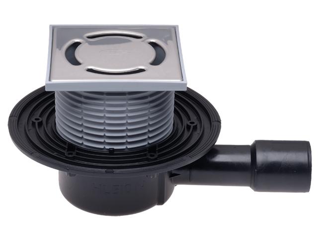 Sifon de pardoseala interior orizontal PP HL510N HL D. 40/50 cu grila inox (123 x 123 mm) HL