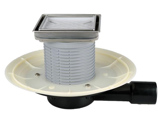 Трап внутренний горизонтальный ПП (сухой) D. 40/50 (132 x 132 мм,  HL90Pr-3020 решетка из нержавеющей стали) плоский для керамической плитки  HL