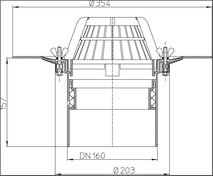 Gura de scurgere verticala D.160 Q=14.1 L/s HL62/5 HL