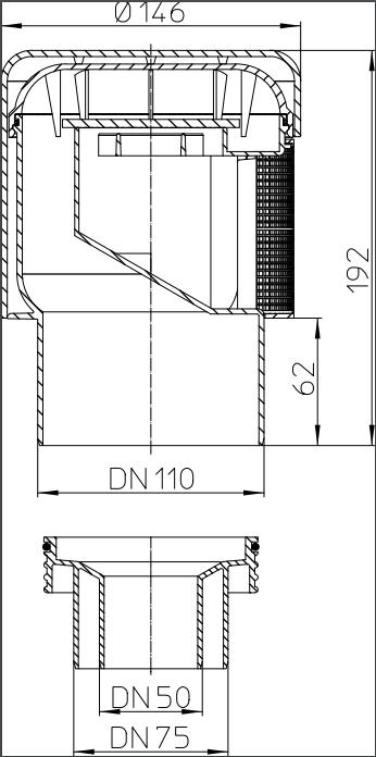 Воздушный клапан ПП D. 50 / 75 / 110 HL900N  HL