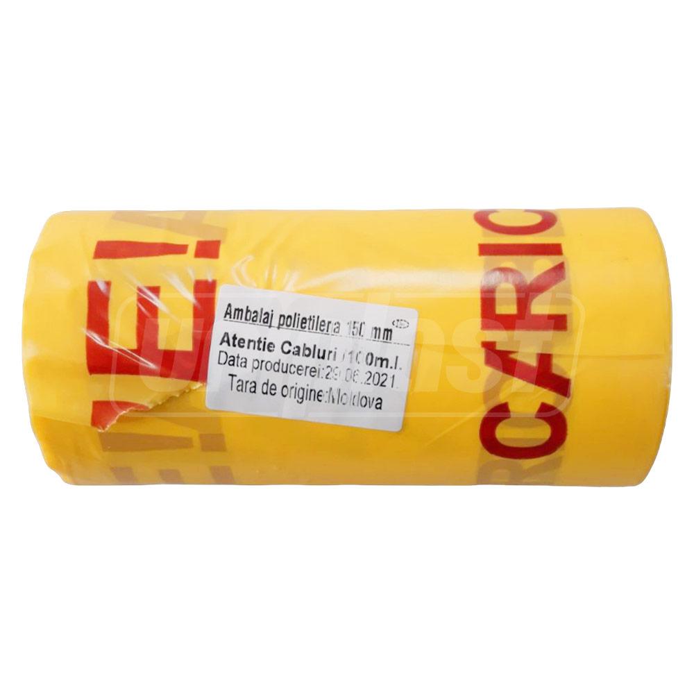 Banda avertizare "ATENTIE - CABLURI ELECTRICE" (H=150 mm, 45 mcm) galbena DE